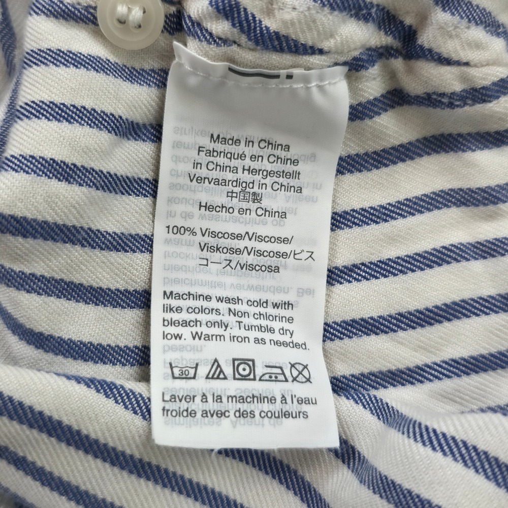 Madewell Central Shirt Women Medium Blue White Striped Dolman Sleeve Button Up - Picture 7 of 13